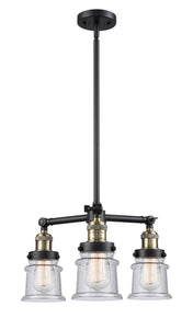207-BAB-G184S 3-Light 18" Black Antique Brass Chandelier - Seedy Small Canton Glass - LED Bulb - Dimmensions: 18 x 18 x 13<br>Minimum Height : 20.625<br>Maximum Height : 44.625 - Sloped Ceiling Compatible: Yes