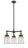 207-BAB-G184 3-Light 18" Black Antique Brass Chandelier - Seedy Canton Glass - LED Bulb - Dimmensions: 18 x 18 x 13<br>Minimum Height : 22.375<br>Maximum Height : 46.375 - Sloped Ceiling Compatible: Yes