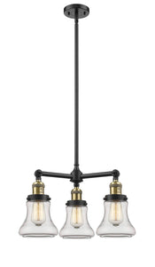 207-BAB-G192 3-Light 18" Black Antique Brass Chandelier - Clear Bellmont Glass - LED Bulb - Dimmensions: 18 x 18 x 13<br>Minimum Height : 21.375<br>Maximum Height : 45.375 - Sloped Ceiling Compatible: Yes