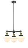 3-Light 20" Brushed Satin Nickel Chandelier - Matte White Cased Small Oxford Glass LED