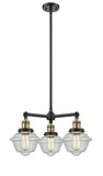 207-BAB-G534 3-Light 20" Black Antique Brass Chandelier - Seedy Small Oxford Glass - LED Bulb - Dimmensions: 20 x 20 x 10<br>Minimum Height : 20.875<br>Maximum Height : 44.875 - Sloped Ceiling Compatible: Yes