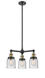 3-Light 19" Brushed Satin Nickel Chandelier - Seedy Small Bell Glass LED