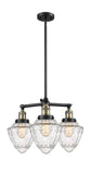 207-BAB-G664-7 3-Light 20" Black Antique Brass Chandelier - Seedy Small Bullet Glass - LED Bulb - Dimmensions: 20 x 20 x 17<br>Minimum Height : 26<br>Maximum Height : 50 - Sloped Ceiling Compatible: Yes