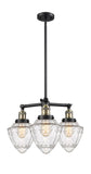 3-Light 20" Brushed Satin Nickel Chandelier - Seedy Small Bullet Glass LED