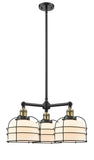 3-Light 24" Black Antique Brass Chandelier - Matte White Cased Large Bell Cage Glass - Choice of Finish and Bulb - LED Bulb