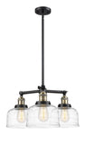 207-BAB-G713 3-Light 22" Black Antique Brass Chandelier - Clear Deco Swirl Large Bell Glass - LED Bulb - Dimmensions: 22 x 22 x 11<br>Minimum Height : 20.875<br>Maximum Height : 44.875 - Sloped Ceiling Compatible: Yes