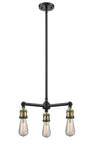 3-Light 15" Black Antique Brass Chandelier - Bare Bulb - Incandescent Bulbs Included