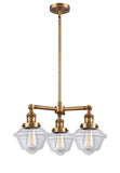 3-Light 20" Brushed Satin Nickel Chandelier - Clear Small Oxford Glass LED