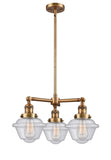 3-Light 20" Brushed Satin Nickel Chandelier - Seedy Small Oxford Glass LED