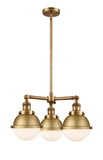 3-Light 20.375" Brushed Brass Chandelier - Matte White Hampden Glass LED