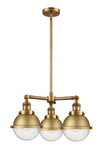 207-BB-HFS-64-BB 3-Light 20.375" Brushed Brass Chandelier - Seedy Hampden Glass - LED Bulb - Dimmensions: 20.375 x 20.375 x 12.25<br>Minimum Height : 21.25<br>Maximum Height : 45.25 - Sloped Ceiling Compatible: Yes