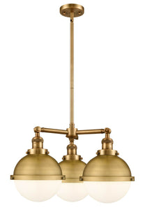 3-Light 22.125" Brushed Brass Chandelier - Matte White Hampden Glass Shade - LED Bulbs