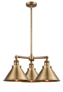 3-Light 24" Brushed Brass Chandelier - Brushed Brass Briarcliff Metal Shade - LED Bulbs