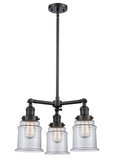 207-BK-G182 3-Light 18" Matte Black Chandelier - Clear Canton Glass - LED Bulb - Dimmensions: 18 x 18 x 13<br>Minimum Height : 22.375<br>Maximum Height : 46.375 - Sloped Ceiling Compatible: Yes