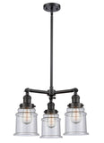 207-BK-G184 3-Light 18" Matte Black Chandelier - Seedy Canton Glass - LED Bulb - Dimmensions: 18 x 18 x 13<br>Minimum Height : 22.375<br>Maximum Height : 46.375 - Sloped Ceiling Compatible: Yes