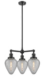 207-OB-G165 3-Light 26" Oil Rubbed Bronze Chandelier - Clear Crackle Geneseo Glass - LED Bulb - Dimmensions: 26 x 26 x 16<br>Minimum Height : 23.875<br>Maximum Height : 47.875 - Sloped Ceiling Compatible: Yes