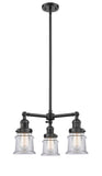 207-OB-G182S 3-Light 18" Oil Rubbed Bronze Chandelier - Clear Small Canton Glass - LED Bulb - Dimmensions: 18 x 18 x 13<br>Minimum Height : 20.625<br>Maximum Height : 44.625 - Sloped Ceiling Compatible: Yes