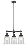 207-OB-G182 3-Light 18" Oil Rubbed Bronze Chandelier - Clear Canton Glass - LED Bulb - Dimmensions: 18 x 18 x 13<br>Minimum Height : 22.375<br>Maximum Height : 46.375 - Sloped Ceiling Compatible: Yes