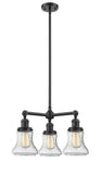 207-OB-G194 3-Light 18" Oil Rubbed Bronze Chandelier - Seedy Bellmont Glass - LED Bulb - Dimmensions: 18 x 18 x 13<br>Minimum Height : 21.375<br>Maximum Height : 45.375 - Sloped Ceiling Compatible: Yes