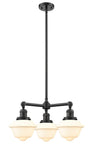 3-Light 20" Brushed Satin Nickel Chandelier - Matte White Cased Small Oxford Glass LED