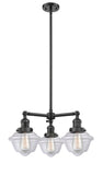 207-OB-G532 3-Light 20" Oil Rubbed Bronze Chandelier - Clear Small Oxford Glass - LED Bulb - Dimmensions: 20 x 20 x 10<br>Minimum Height : 20.875<br>Maximum Height : 44.875 - Sloped Ceiling Compatible: Yes