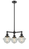 207-OB-G534 3-Light 20" Oil Rubbed Bronze Chandelier - Seedy Small Oxford Glass - LED Bulb - Dimmensions: 20 x 20 x 10<br>Minimum Height : 20.875<br>Maximum Height : 44.875 - Sloped Ceiling Compatible: Yes