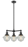 3-Light 20" Brushed Satin Nickel Chandelier - Seedy Small Oxford Glass LED