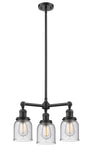 3-Light 19" Brushed Satin Nickel Chandelier - Seedy Small Bell Glass LED