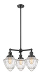 207-OB-G664-7 3-Light 20" Oil Rubbed Bronze Chandelier - Seedy Small Bullet Glass - LED Bulb - Dimmensions: 20 x 20 x 17<br>Minimum Height : 26<br>Maximum Height : 50 - Sloped Ceiling Compatible: Yes
