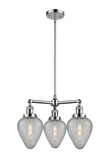 207-PC-G165 3-Light 26" Polished Chrome Chandelier - Clear Crackle Geneseo Glass - LED Bulb - Dimmensions: 26 x 26 x 16<br>Minimum Height : 23.875<br>Maximum Height : 47.875 - Sloped Ceiling Compatible: Yes