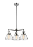 207-PC-G172 3-Light 22" Polished Chrome Chandelier - Clear Fulton Glass - LED Bulb - Dimmensions: 22 x 22 x 13<br>Minimum Height : 20.375<br>Maximum Height : 44.375 - Sloped Ceiling Compatible: Yes