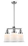 207-PC-G181 3-Light 18" Polished Chrome Chandelier - Matte White Canton Glass - LED Bulb - Dimmensions: 18 x 18 x 13<br>Minimum Height : 22.375<br>Maximum Height : 46.375 - Sloped Ceiling Compatible: Yes