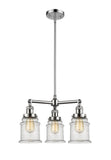 207-PC-G184 3-Light 18" Polished Chrome Chandelier - Seedy Canton Glass - LED Bulb - Dimmensions: 18 x 18 x 13<br>Minimum Height : 22.375<br>Maximum Height : 46.375 - Sloped Ceiling Compatible: Yes