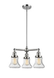 207-PC-G194 3-Light 18" Polished Chrome Chandelier - Seedy Bellmont Glass - LED Bulb - Dimmensions: 18 x 18 x 13<br>Minimum Height : 21.375<br>Maximum Height : 45.375 - Sloped Ceiling Compatible: Yes