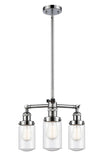 207-PC-G314 3-Light 17" Polished Chrome Chandelier - Seedy Dover Glass - LED Bulb - Dimmensions: 17 x 17 x 10.75<br>Minimum Height : 21.625<br>Maximum Height : 45.625 - Sloped Ceiling Compatible: Yes