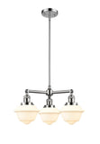 3-Light 20" Brushed Satin Nickel Chandelier - Matte White Cased Small Oxford Glass LED