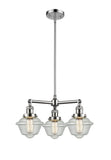 3-Light 20" Brushed Satin Nickel Chandelier - Seedy Small Oxford Glass LED