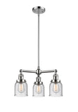 207-PC-G54 3-Light 19" Polished Chrome Chandelier - Seedy Small Bell Glass - LED Bulb - Dimmensions: 19 x 19 x 11<br>Minimum Height : 20.875<br>Maximum Height : 44.875 - Sloped Ceiling Compatible: Yes