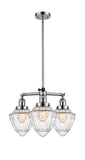 207-PC-G664-7 3-Light 20" Polished Chrome Chandelier - Seedy Small Bullet Glass - LED Bulb - Dimmensions: 20 x 20 x 17<br>Minimum Height : 26<br>Maximum Height : 50 - Sloped Ceiling Compatible: Yes