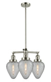 207-PN-G165 3-Light 26" Polished Nickel Chandelier - Clear Crackle Geneseo Glass - LED Bulb - Dimmensions: 26 x 26 x 16<br>Minimum Height : 23.875<br>Maximum Height : 47.875 - Sloped Ceiling Compatible: Yes