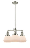 207-PN-G171 3-Light 22" Polished Nickel Chandelier - Matte White Cased Fulton Glass - LED Bulb - Dimmensions: 22 x 22 x 13<br>Minimum Height : 20.375<br>Maximum Height : 44.375 - Sloped Ceiling Compatible: Yes