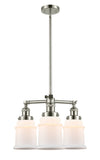 207-PN-G181 3-Light 18" Polished Nickel Chandelier - Matte White Canton Glass - LED Bulb - Dimmensions: 18 x 18 x 13<br>Minimum Height : 22.375<br>Maximum Height : 46.375 - Sloped Ceiling Compatible: Yes