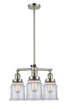 207-PN-G182 3-Light 18" Polished Nickel Chandelier - Clear Canton Glass - LED Bulb - Dimmensions: 18 x 18 x 13<br>Minimum Height : 22.375<br>Maximum Height : 46.375 - Sloped Ceiling Compatible: Yes