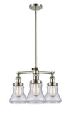 207-PN-G194 3-Light 18" Polished Nickel Chandelier - Seedy Bellmont Glass - LED Bulb - Dimmensions: 18 x 18 x 13<br>Minimum Height : 21.375<br>Maximum Height : 45.375 - Sloped Ceiling Compatible: Yes