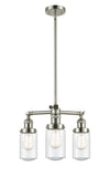 207-PN-G314 3-Light 17" Polished Nickel Chandelier - Seedy Dover Glass - LED Bulb - Dimmensions: 17 x 17 x 10.75<br>Minimum Height : 21.625<br>Maximum Height : 45.625 - Sloped Ceiling Compatible: Yes