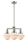 3-Light 20" Brushed Satin Nickel Chandelier - Matte White Cased Small Oxford Glass LED