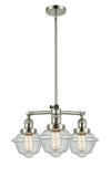 3-Light 20" Brushed Satin Nickel Chandelier - Seedy Small Oxford Glass LED