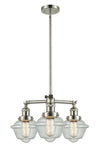 207-PN-G534 3-Light 20" Polished Nickel Chandelier - Seedy Small Oxford Glass - LED Bulb - Dimmensions: 20 x 20 x 10<br>Minimum Height : 20.875<br>Maximum Height : 44.875 - Sloped Ceiling Compatible: Yes