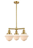 3-Light 20" Brushed Satin Nickel Chandelier - Matte White Cased Small Oxford Glass LED