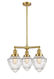 3-Light 20" Brushed Satin Nickel Chandelier - Seedy Small Bullet Glass LED